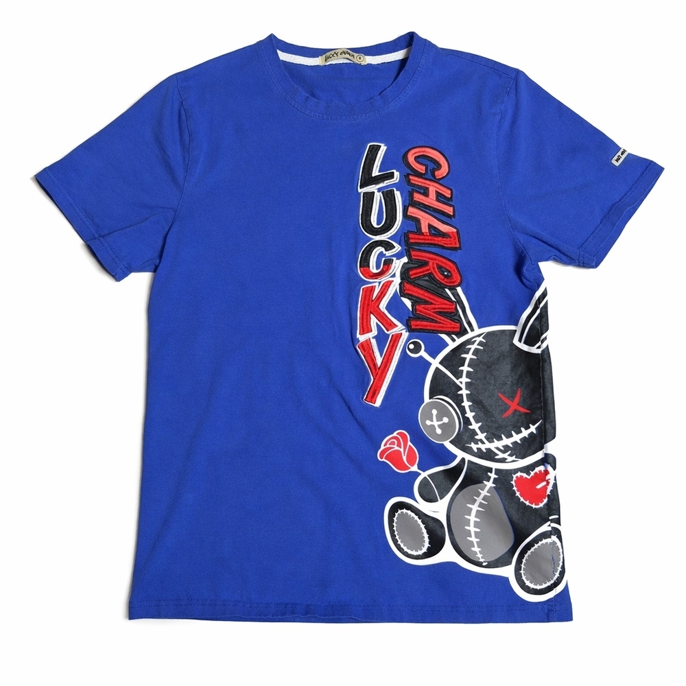 Lucky Charm Blue Graphic T-Shirt Bunny Rose‎ Design Men’s Small Streetwear Tee
